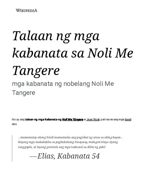 buod noli me tangere|Talaan ng mga kabanata sa Noli Me Tangere .